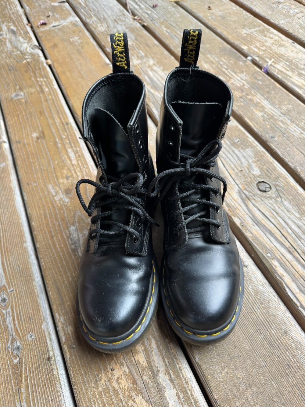 Dr Martens 11621 Smooth Black Leather 8 Eye Lace Up Combat Boot in Women's 8
